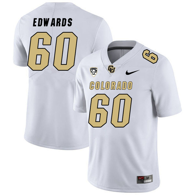 Men #60 Carter Edwards Colorado Buffaloes College Football Jerseys Stitched Sale-White